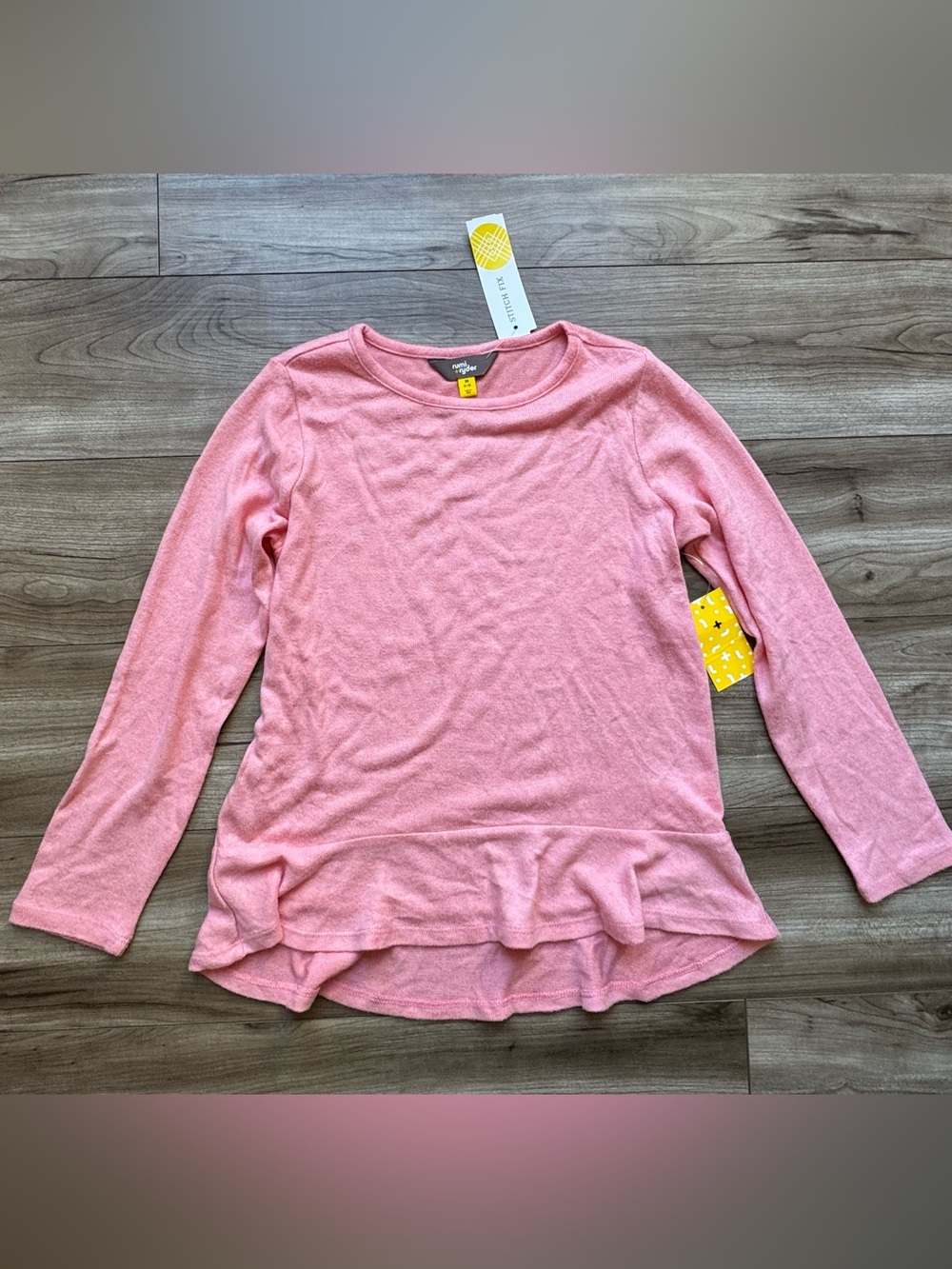 RUMI + RYDER Girls Brushed Ruffle Top Pink Size Med 8/10 lightweight sweater new